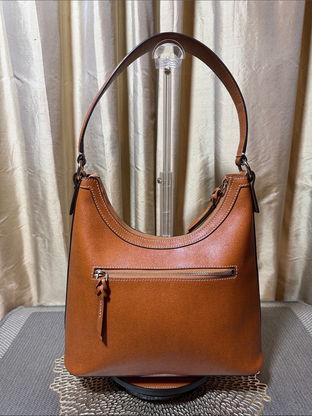 Dooney & Bourke Saffiano Leather Hobo Shoulder Bag - Cognac / Caramel (EUC) - Picture 3 of 14